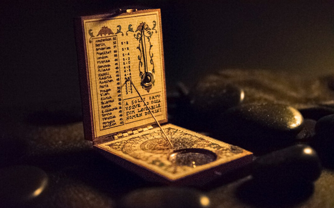 Old map and brass compass on a wooden table