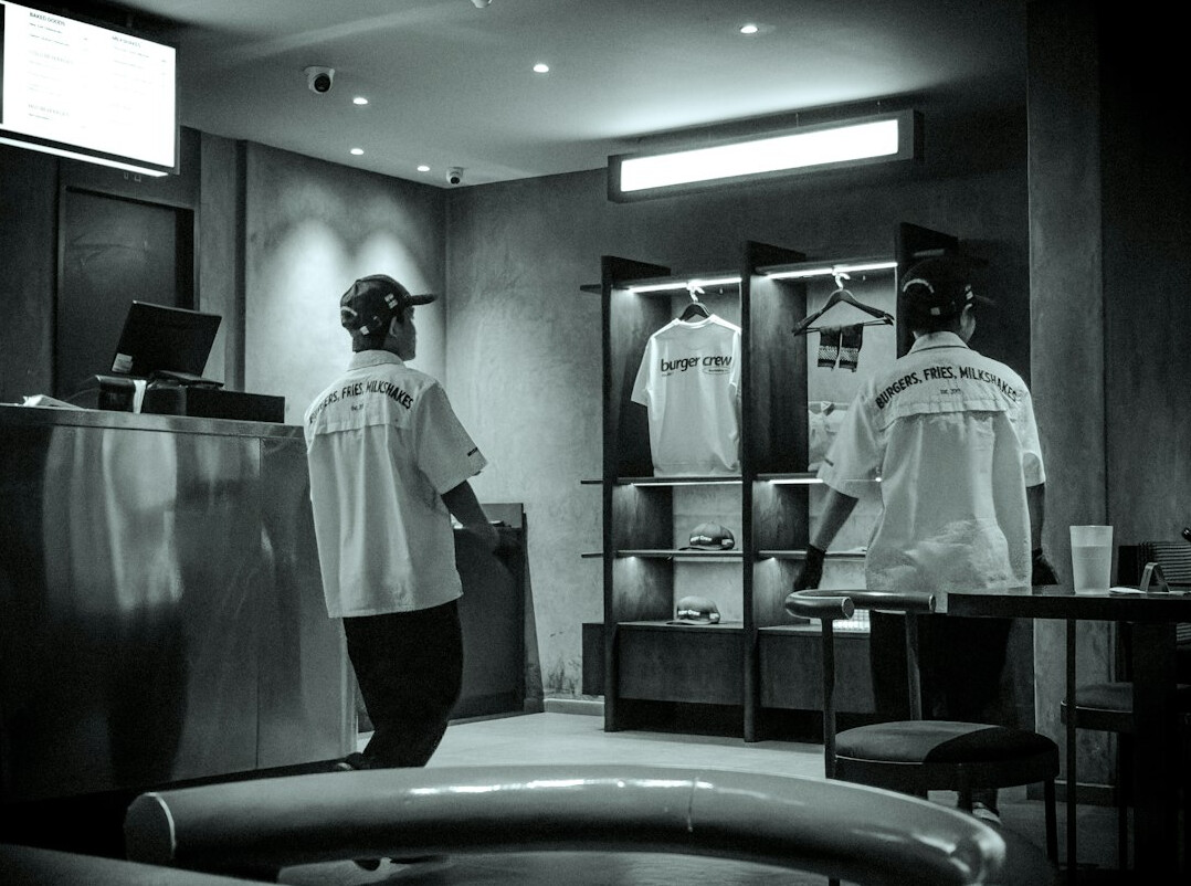 security guard watching customer